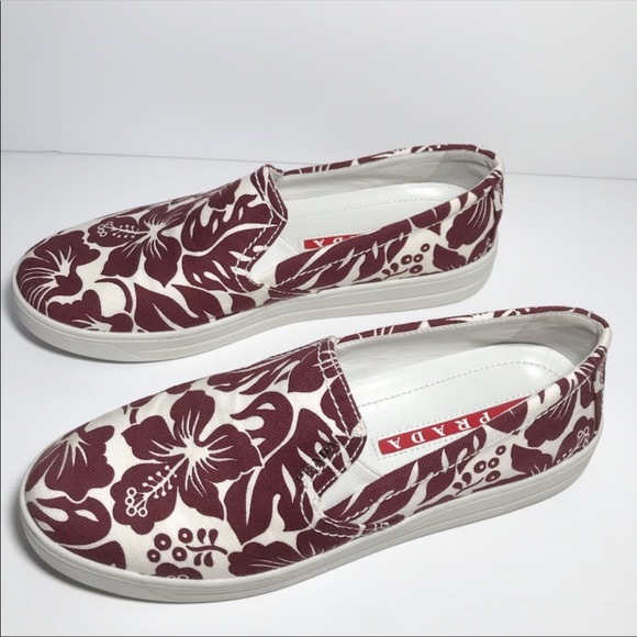 SOLD Prada Linea Rossa Floral-Printed Slip-On - Picture 2 of 7
